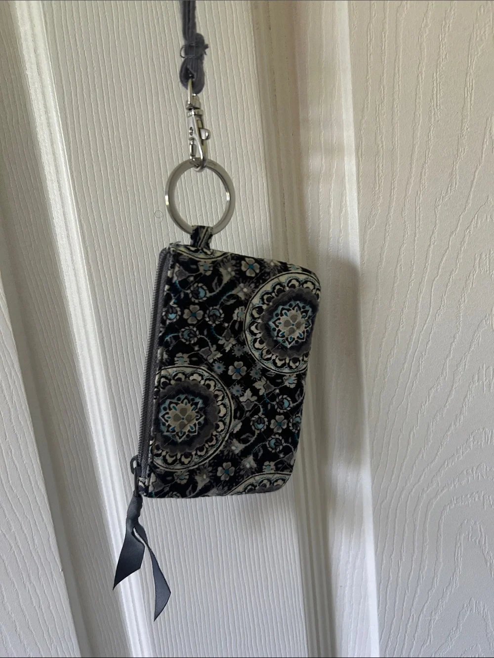 Vera Bradley Floral Quilted Landyard Wallet- Blue